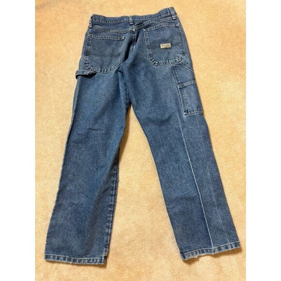 Vintage 1990s Wrangler Distressed Carpenter Denim Faded Straight Leg Jean 30x30 - Picture 3 of 5